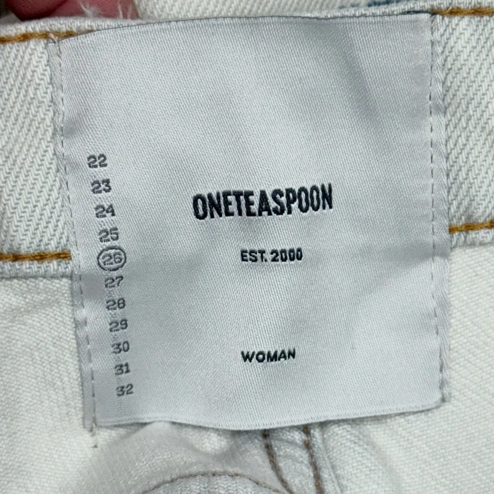 One Teaspoon Longline Trucker Denim Shorts, Size 26, NWT, White Ripped Shorts